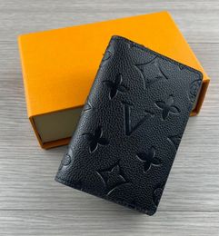High quality luxury fashion Designer man women wallet with box card holder purse black embossed flowers letters