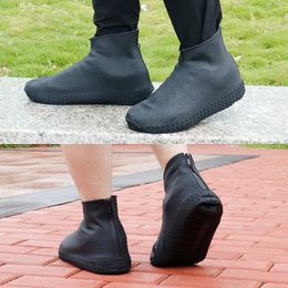 Top Quality Silicone Black Waterproof Rain Shoes Couples Ankle Boots Footwear Covers Plus Size Cover 240130