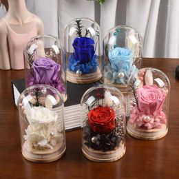 Decorative Flowers Preserved Rose Birthday Gifts For Women Mom Wife Eternal In Glass Dome Romantic Gift Anniversary Valentine's Day