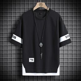 Summer Short sleeved Harajuku Korean Fashion White Black T-shirt Street Clothing Hip Hop Extra Large T-shirt Mens Top T-shirt 240215