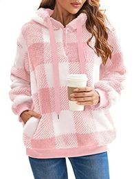 Herbst Winter Frauen Langarm Mit Kapuze Mäntel Drucken Krawatte Kragen Pullover Sweatshirts Outdoor Halb Zipper Solide Weiche Weibliche Hoodies 240131