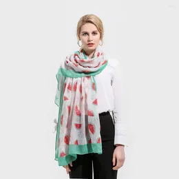 Scarves 2024 Fashion White Red Mint Green Colour Watermelon Fruit Shawls And Wraps Scarf For Womens Gifts