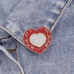 Brooches Zinc Alloy Heart Shape Red Colour Brooch Pin Fashion Enamel Love Straw Hat Dress Backpack Jewellery Accessories Gift