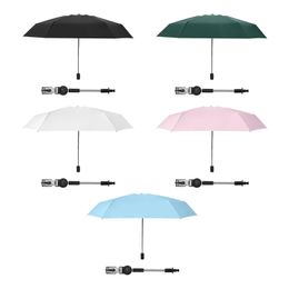 Clamp on Umbrella Stroller Sun Shade Foldable Bike Umbrella Waterproof Stroller Parasol for Golf Cart Fishing 240130