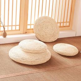 Pillow Meditation Mat Weaving Rattan Tatami Chair Decorative Thicken Straw Woven Round Futon Seat For Bay Window Balcony