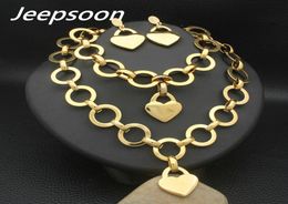 Newest Style Stainless Steel fashion Key Jewellery Gold Colour Necklace Bracelet Stud Earrings Sets For Women Gift SFXZACCI4544240