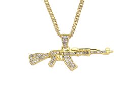 Hip Hop Crystal AK47 Gun Pendant Necklace Jewelry 24inch Cuban Chain N6867163034