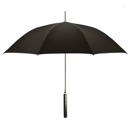 Umbrellas Ebony Long Handle Umbrella Automatic Retro Wooden Advanced Business Style Car Wind Shielding Reinforced