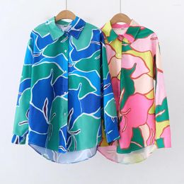 Women's Blouses Fashion Long Sleeve Buttons Floral Print Shirt Women 2024 Autumn Casual Sweet Office Top Femme Shirts For