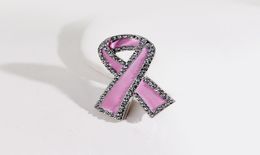 Large Flat rhinestone Pink Ribbon Breast Cancer Awareness Lapel Pin2427478