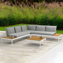 Camp Furniture Outdoor Aluminum Tube Leisure Sofa Garden Plastic Wood El Corner Coffee Table Combination