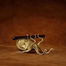 Metal Octopus Cuttlefish Figurines Statue Desk Stand for Phone Bracket Pen Spectacles Holder Car Ornaments Home Decor Decoration 240129