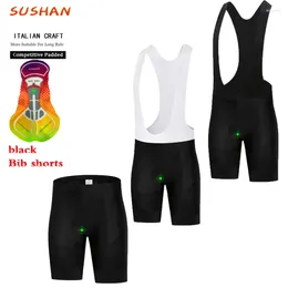 Motorcycle Apparel 2024 Pure Black Mens Cycling Bib Shorts Summer Coolmax 19D Gel Pad Bike Tights Mtb Ropa Ciclismo Moisture