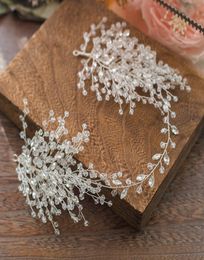 Himstory Handmade Beaded Branch Crystal Bride Headband Flower Headpiece Wedding Hair Accessories Hairband Jewellery Headdress2643377