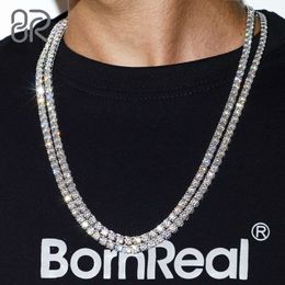 5Mm VVS Moissanite Diamond Tennis Chain Necklace Factory Wholesale Price Sterling Sier Iced Out Hip Hop Jewelry Men Women