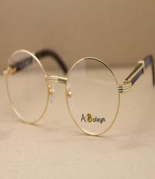 Whole Round EyeGlasses frame 7550178 Black Buffalo Horn Eyewear glasses men gold glasses frames Size5522135mm3910288