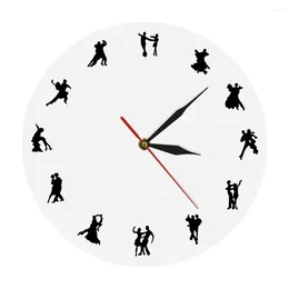 Wall Clocks Ballroom Dancers Minimalist Design Clock Latin Couple Decor Dancing Studio Social Modern