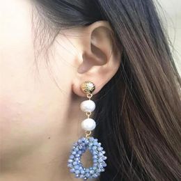 Dangle Earrings Atmosphere Crystal Drop Beautiful Ladies High Jewelry Freshwater Pearl Beaded Korean Accessories