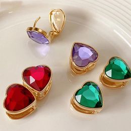 Dangle Earrings 2024 Fashion Jewelry Pretty Design Purple Green Red Heart Glass Stud For Women Girl Party Wedding Gift Drop