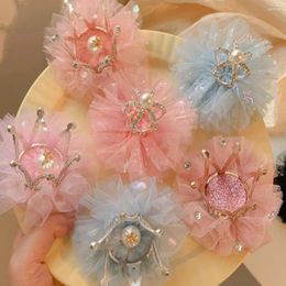 Hair Accessories Sweet Lovable Cute Tiara Headdress Crown Rhinestone Gauze Girl Hairpin Accessory Headwear Clip