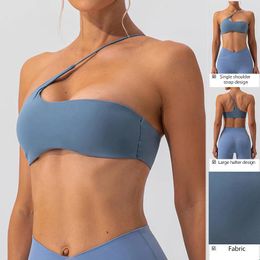 Yoga Outfit Women'S Sexy Running Fitness Bra Female Dance Casual Sports Underwear Ladies Gathering One Shoulder Tank Top