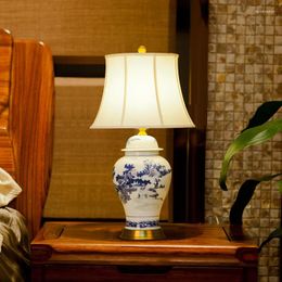 Table Lamps Jingdezhen Hand Painted Blue And White Landscape Ginger Jar Desk Lamp