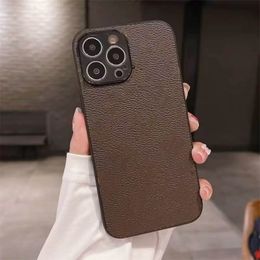 iPhone 15 Pro Max Designer Shockproof Phone Case for Apple 14 Plus 13 12 11 XS XR Luxury PU Leather Floral Print Full-body Mobile Back Cover Coque Fundas Brown Big Flower