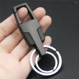 Keychains Men Metal Waist Buckle Fashion Silver Plated Business Black Car Key Rings For Belt Accessories