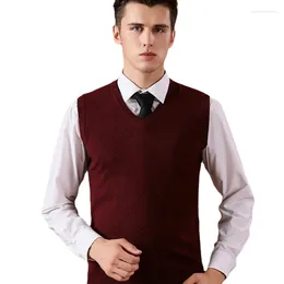 Men's Vests 2024 Spring Sweater Vest Men Cashmere Sweaters Wool Pullover Mens Brand V-Neck Sleeveless Knitted