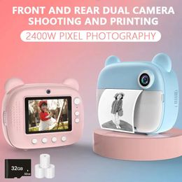 Children Digital Camera Instant Print for Kids Thermal Print Camera Instant Po Printing Camera Video Toys32G Memory Card 240123