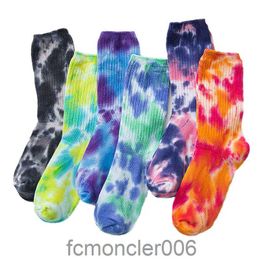 Mens Womens Cotton Socks Contrast Colour High Street Funny Cycling Running Hiking Tie Dye Hip Hop 6XPM