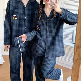 Spring And Autumn LongSleeved Couple Pyjamas Men Women With The Same TwoPiece Net Red Suit Sweet Cartoon Homewear 240201