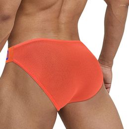 Underpants Low Waist Man Briefs Bikini Sexy Underwear Mesh Breathable Men Panties Sports Male U Convex Cuecas BS822