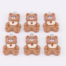 Charms 10pcs Cute Cartoon Bear Kawaii Resin Pendant For Earrings Bracelet Neklace Keychain Jewellery Making Supplies DIY Findings