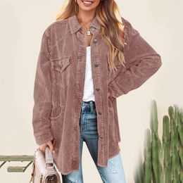 Women's Blouses Corduroy Shirt For Loose Thick Cardigan Lapel Button Casual Jacket Coats Vintage Elegant Oversize Shirts Y2k