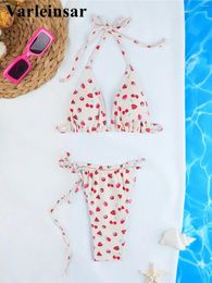 Women's Swimwear 4 Colors Hater Flower Printed High Leg Cut Bikini Women Female Swimsuit Two-pieces Set Bather Bathing Suit V5252