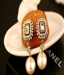 2017 earrings for women gold long dangle earrings vintage fashion big pearl jewelry earings retro temperament drop earrings brand9086186