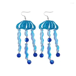 Dangle Earrings Blue Jellyfish Earring Fashion Women Long Acrylic Tassel Trendy Jewellery Night Club Accessories