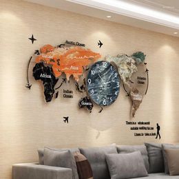 Wall Clocks Simple Living Room Decorative Painting Map Porch Sofa Background Hanging Restaurant Light Luxury High-end Murals