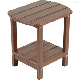 Camp Furniture Nalone Adirondack Side Table 16.5" Outdoor HDPE Plastic Double End Small For Patio(Wood)