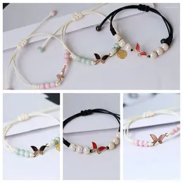 Link Bracelets Design Cute Butterfly Braided Bracelet For Women Exquisite Star Moon Pendant Couple Fashion Friendship Jewellery Gift