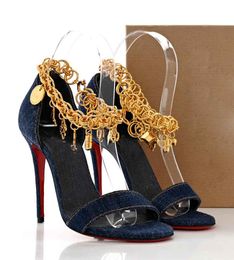 Sandali da donna di design di lusso estivo Scarpe con cinturino alla caviglia dorato Abito da sposa per feste Daily Lady Eleganti tacchi alti EU35-43