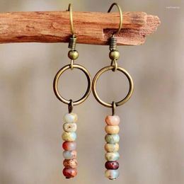 Dangle Earrings 2024 Vintage Stacked Natural Japer Stone Beads Healing Circle Protection Grounding Earring Spiritual Gifts