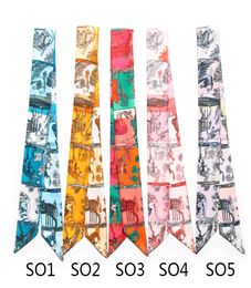 Hand Bag Scarves Women Imitated Silk Leopard Turban Hair Head Scarf Neckerchief Snake Printing Handle Bag Ribbon Narrow Scarves 9970675