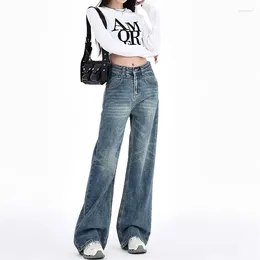 Women's Jeans GUUZYUVIZ American Style Girl Vintage Denim Wide Leg Pants Women 2024 Spring Casual Loose Floor Length Baggy Femme