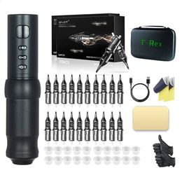 Ambition Black Wireless Tattoo Machine Pen Kit 1950mAh Battery Pack Portable Professional Equipment 240202