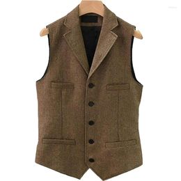 Men's Vests Tweed Suit Vest Formal Wedding Dress Waistcoat Slim Fit Herringbone Blazer Winter Costume For Men Tailored