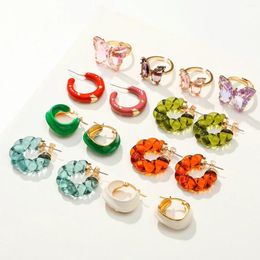 Stud Earrings 2024 GD Pin Minimalist Everyday Jewelry Solid Color Transparent Resin C-shaped Ladies Twisted Ears