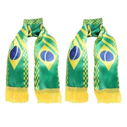 Bandanas 2pcs Scarf Flag Brazil Fans Football Events Cheering Props Soccer Game Knit Party Favors