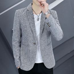 Mens Small Suit Autumn Jacket Korean Style Youth Slimfit Handsome Casual Single Fashionable Spring And Top Allmat 240124